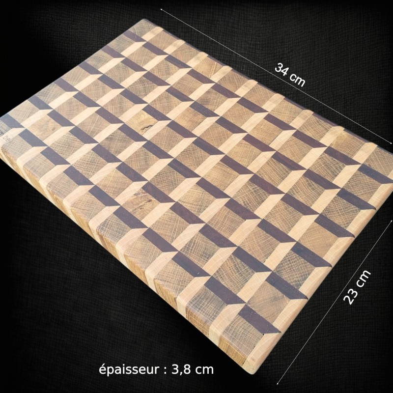 Planche en bois de bout ou billot (34 x 23 x 3,8 cm)